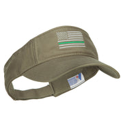 Thin Green Line USA Flag Embroidered Washed Visor