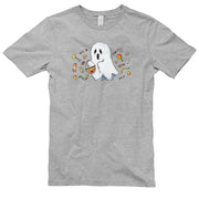 Trick or Teating Ghost Design Unisex Ring Spun Combed Cotton Short Sleeve Deluxe Jersey T-Shirt