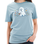 Trick or Teating Ghost Design Unisex Ring Spun Combed Cotton Short Sleeve Deluxe Jersey T-Shirt