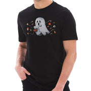 Trick or Teating Ghost Design Unisex Ring Spun Combed Cotton Short Sleeve Deluxe Jersey T-Shirt