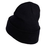 Steampunk Airship Logo Embroidered 12 Inch Solid Knit Cuff Long Beanie Made in USA - Black OSFM