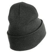Steampunk Airship Logo Embroidered 12 Inch Solid Knit Cuff Long Beanie Made in USA - Charcoal OSFM