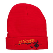 Halloween Witch Embroidered Long Beanie