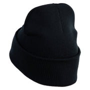 Cyber Gas Mask Logo Embroidered 12 inch Cuffed Knit Long Beanie - Black OSFM