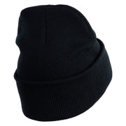 Cyber Gas Mask Logo Embroidered 12 inch Cuffed Knit Long Beanie - Black OSFM
