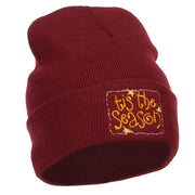 Tis the Season Embroidered Long Beanie