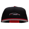 Fast Car Embroidered Two Tone Superior Cotton Twill Flat Bill Snapback Cap. - Red-Black OSFM