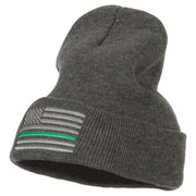 Thin Green Line USA Flag Embroidered Long Beanie