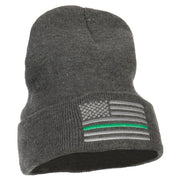 Thin Green Line USA Flag Embroidered Long Beanie