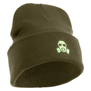 Cyber Gas Mask Logo Embroidered 12 inch Cuffed Knit Long Beanie