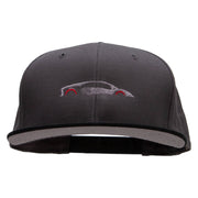 Fast Car Embroidered Two Tone Superior Cotton Twill Flat Bill Snapback Cap. - Black-Charcoal OSFM