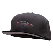 Fast Car Embroidered Two Tone Superior Cotton Twill Flat Bill Snapback Cap. - Black-Charcoal OSFM