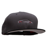 Fast Car Embroidered Two Tone Superior Cotton Twill Flat Bill Snapback Cap. - Black-Charcoal OSFM