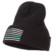 Thin Green Line USA Flag Embroidered Long Beanie