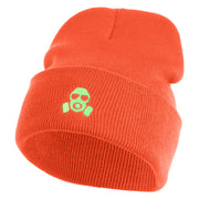 Cyber Gas Mask Logo Embroidered 12 inch Cuffed Knit Long Beanie - Blaze Orange OSFM