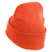 Cyber Gas Mask Logo Embroidered 12 inch Cuffed Knit Long Beanie - Blaze Orange OSFM