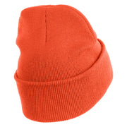 Cyber Gas Mask Logo Embroidered 12 inch Cuffed Knit Long Beanie - Blaze Orange OSFM