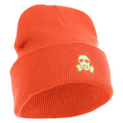 Cyber Gas Mask Logo Embroidered 12 inch Cuffed Knit Long Beanie