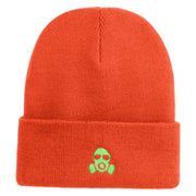 Cyber Gas Mask Logo Embroidered 12 inch Cuffed Knit Long Beanie - Blaze Orange OSFM