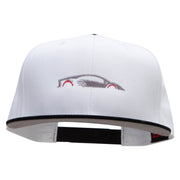 Fast Car Embroidered Two Tone Superior Cotton Twill Flat Bill Snapback Cap. - Black-White OSFM