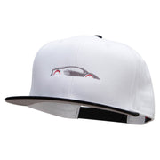 Fast Car Embroidered Two Tone Superior Cotton Twill Flat Bill Snapback Cap. - Black-White OSFM