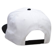 Fast Car Embroidered Two Tone Superior Cotton Twill Flat Bill Snapback Cap. - Black-White OSFM