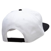 Fast Car Embroidered Two Tone Superior Cotton Twill Flat Bill Snapback Cap. - Black-White OSFM