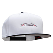 Fast Car Embroidered Two Tone Superior Cotton Twill Flat Bill Snapback Cap. - Black-White OSFM