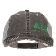 Three Trees Embroidered Cotton Mesh Cap