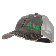 Three Trees Embroidered Cotton Mesh Cap