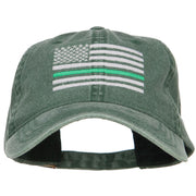 Thin Green Line Silver USA Flag Embroidered Washed Cap