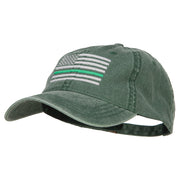 Thin Green Line Silver USA Flag Embroidered Washed Cap