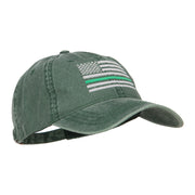 Thin Green Line Silver USA Flag Embroidered Washed Cap