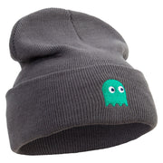 Green Ghost Logo Embroidered 12 inch Acrylic Cuffed Long Beanie - Grey OSFM