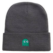 Green Ghost Logo Embroidered 12 inch Acrylic Cuffed Long Beanie - Grey OSFM