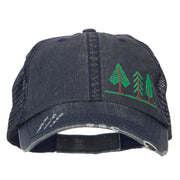 Three Trees Embroidered Cotton Mesh Cap