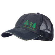 Three Trees Embroidered Cotton Mesh Cap