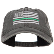 Thin Green Line Silver USA Flag Embroidered Washed Cap