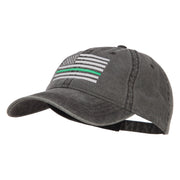 Thin Green Line Silver USA Flag Embroidered Washed Cap