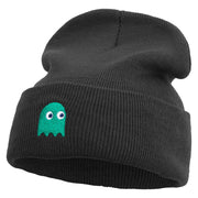 Green Ghost Logo Embroidered 12 inch Acrylic Cuffed Long Beanie - Black OSFM