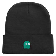 Green Ghost Logo Embroidered 12 inch Acrylic Cuffed Long Beanie - Black OSFM