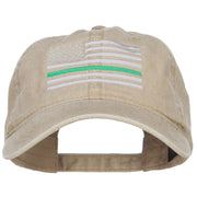 Thin Green Line Silver USA Flag Embroidered Washed Cap