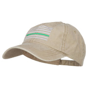 Thin Green Line Silver USA Flag Embroidered Washed Cap