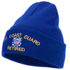 US Coast Guard Retired Logo Embroidered 12 Inch Long Knitted Beanie