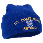 US Coast Guard Retired Logo Embroidered 12 Inch Long Knitted Beanie