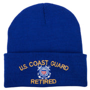 US Coast Guard Retired Logo Embroidered 12 Inch Long Knitted Beanie