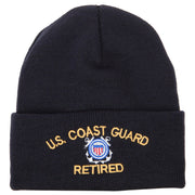 US Coast Guard Retired Logo Embroidered 12 Inch Long Knitted Beanie