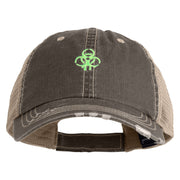 Biohazard Drip Embroidered Low Profile Special Cotton Mesh Cap - Brown Khaki OSFM