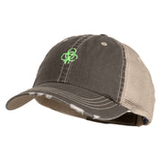Biohazard Drip Embroidered Low Profile Special Cotton Mesh Cap - Brown Khaki OSFM