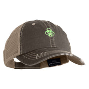 Biohazard Drip Embroidered Low Profile Special Cotton Mesh Cap - Brown Khaki OSFM